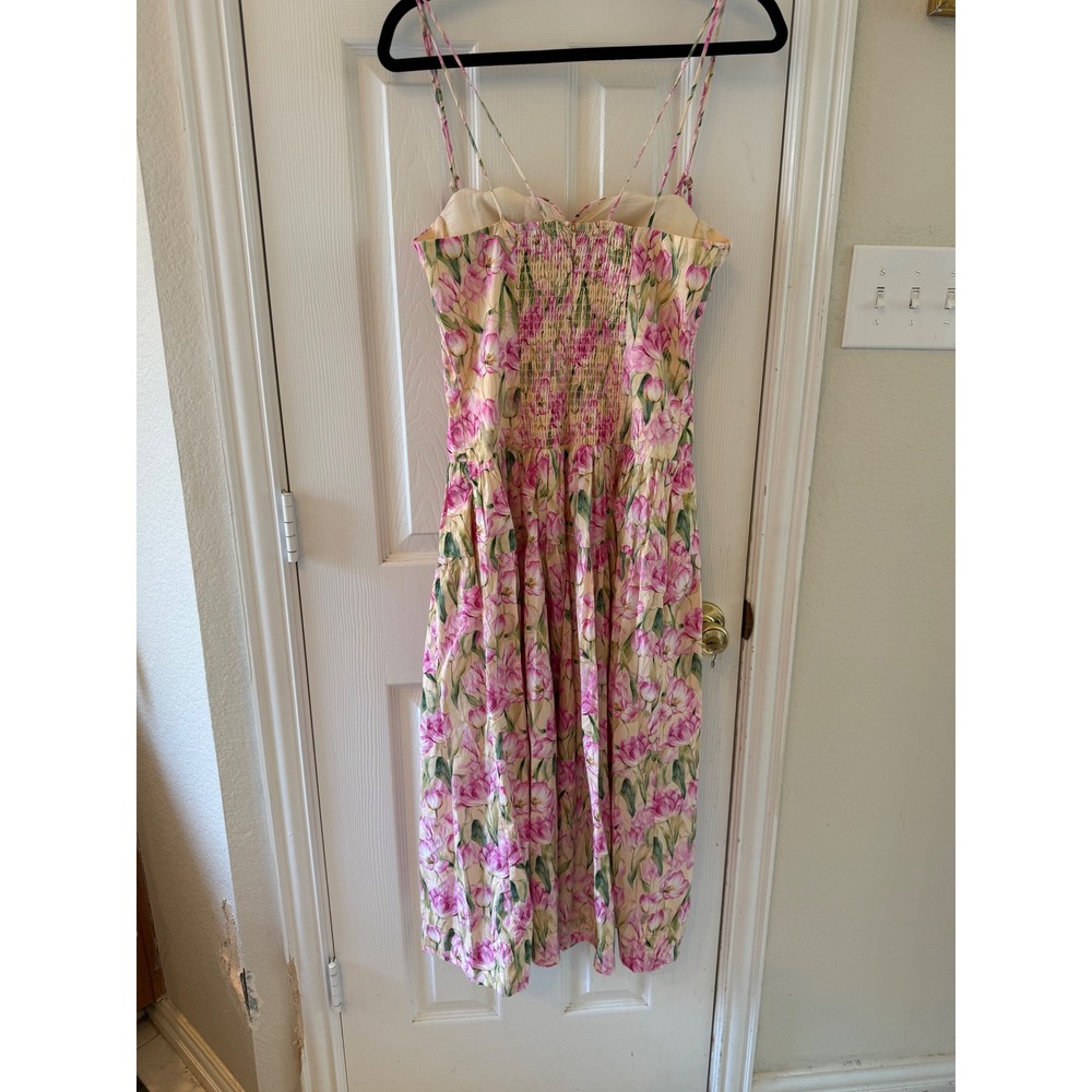 En Saison M Pink Tulip Floral Corset Midi Dress Cottagecore Garden Romantic NWT - Picture 9 of 10